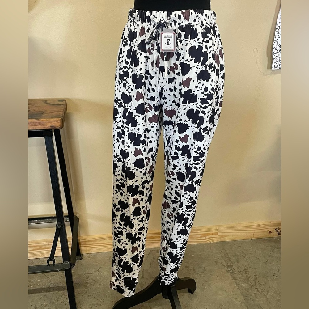 Cow print joggers